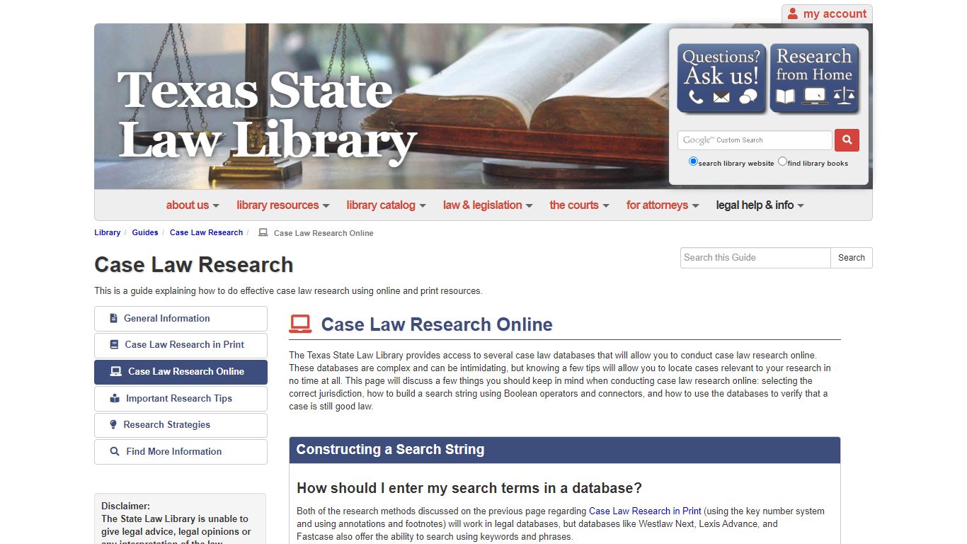 Case Law Research Online - Guides at Texas State Law Library